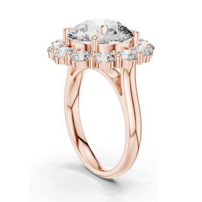 6.58 CT Round Brilliant Lab Diamond Halo Ring for Women | VVS-VS EF Clarity | 18KT, 14KT, 10KT Gold & 925 Silver | Rose, Yellow, White Gold & Moissanite Options