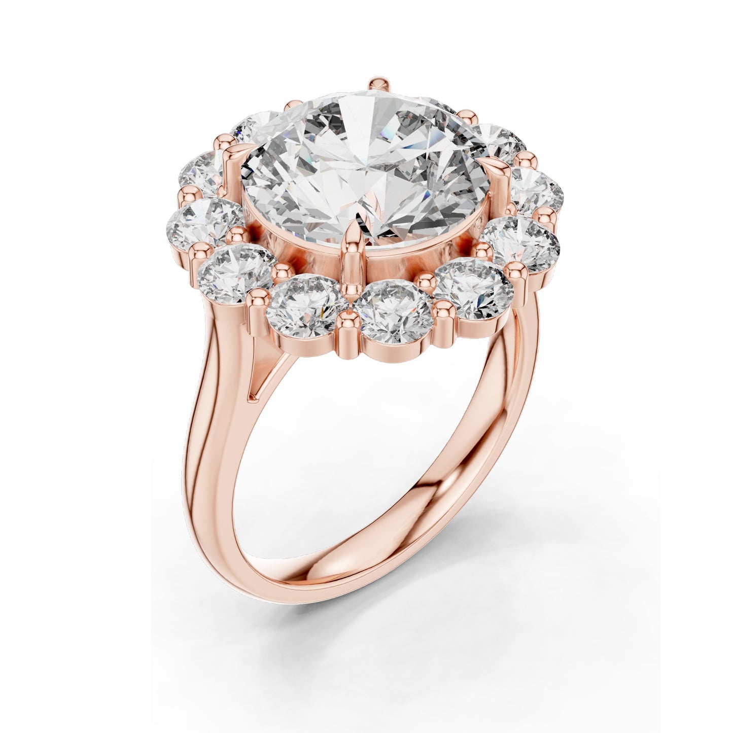 6.58 CT Round Brilliant Lab Diamond Halo Ring for Women | VVS-VS EF Clarity | 18KT, 14KT, 10KT Gold & 925 Silver | Rose, Yellow, White Gold & Moissanite Options