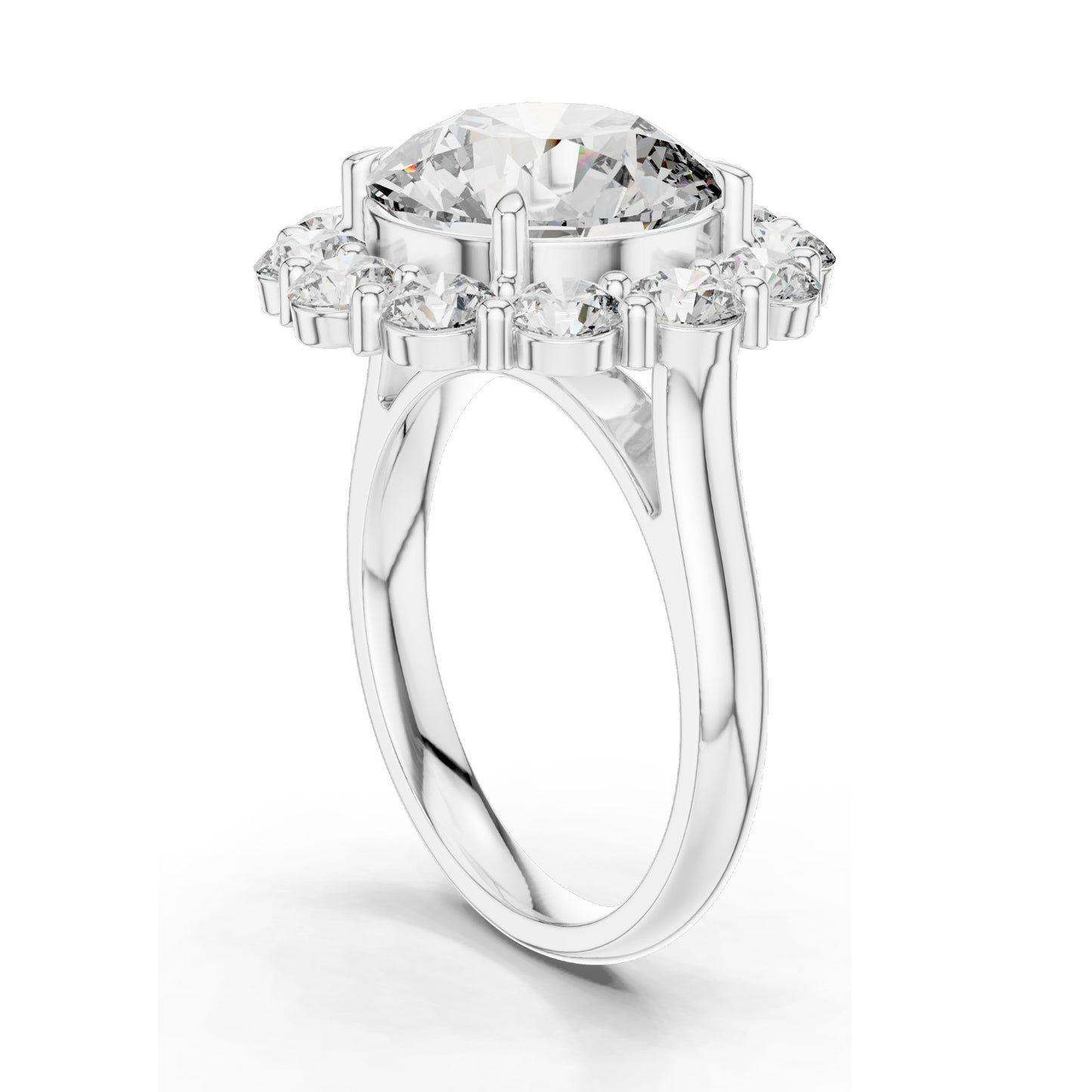 6.58 CT Round Brilliant Lab Diamond Halo Ring for Women | VVS-VS EF Clarity | 18KT, 14KT, 10KT Gold & 925 Silver | Rose, Yellow, White Gold & Moissanite Options