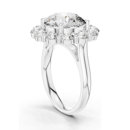 6.58 CT Round Brilliant Lab Diamond Halo Ring for Women | VVS-VS EF Clarity | 18KT, 14KT, 10KT Gold & 925 Silver | Rose, Yellow, White Gold & Moissanite Options