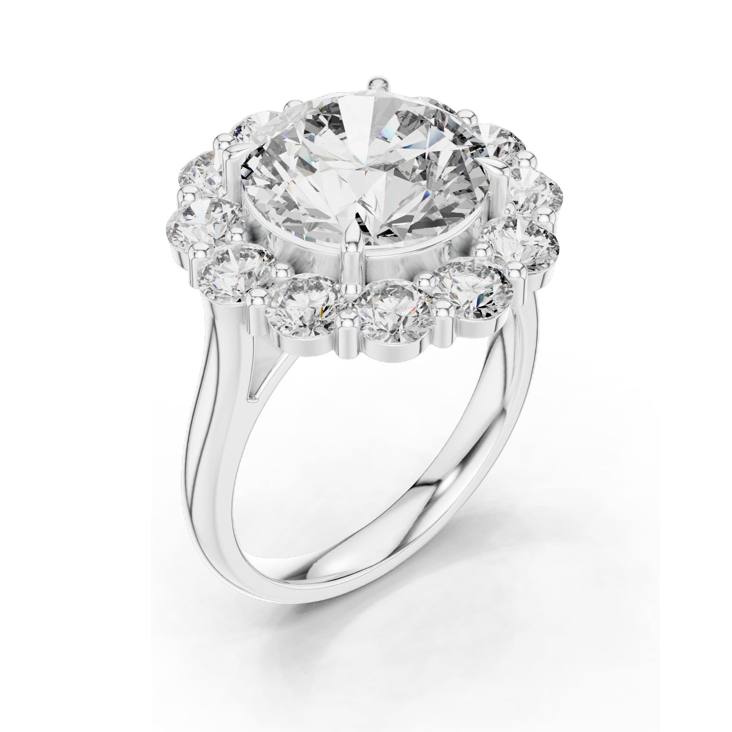 6.58 CT Round Brilliant Lab Diamond Halo Ring for Women | VVS-VS EF Clarity | 18KT, 14KT, 10KT Gold & 925 Silver | Rose, Yellow, White Gold & Moissanite Options