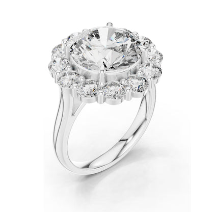 6.58 CT Round Brilliant Lab Diamond Halo Ring for Women | VVS-VS EF Clarity | 18KT, 14KT, 10KT Gold & 925 Silver | Rose, Yellow, White Gold & Moissanite Options