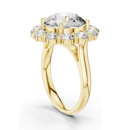 6.58 CT Round Brilliant Lab Diamond Halo Ring for Women | VVS-VS EF Clarity | 18KT, 14KT, 10KT Gold & 925 Silver | Rose, Yellow, White Gold & Moissanite Options