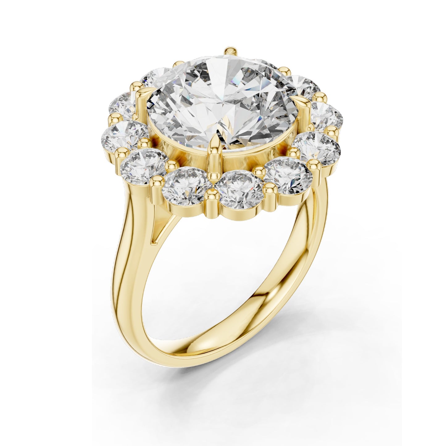 6.58 CT Round Brilliant Lab Diamond Halo Ring for Women | VVS-VS EF Clarity | 18KT, 14KT, 10KT Gold & 925 Silver | Rose, Yellow, White Gold & Moissanite Options