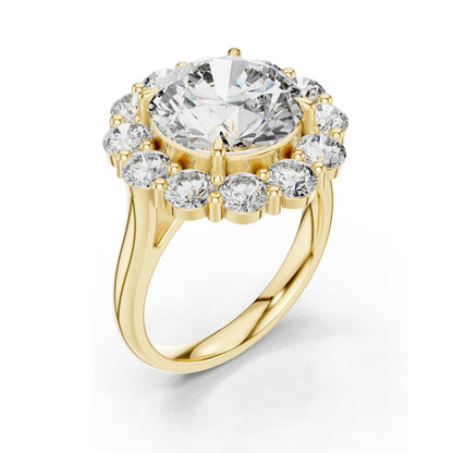 6.58 CT Round Brilliant Lab Diamond Halo Ring for Women | VVS-VS EF Clarity | 18KT, 14KT, 10KT Gold & 925 Silver | Rose, Yellow, White Gold & Moissanite Options