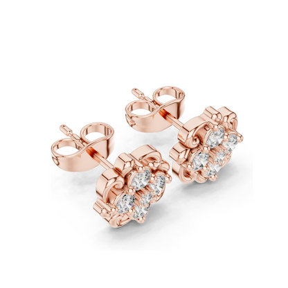 0.384 CT Lab Diamond Floral Stud Earrings | VVS-VS EF CVD Diamonds | 18KT, 14KT, 10KT Gold & 925 Silver | Moissanite Option | Rose, Yellow & White Gold
