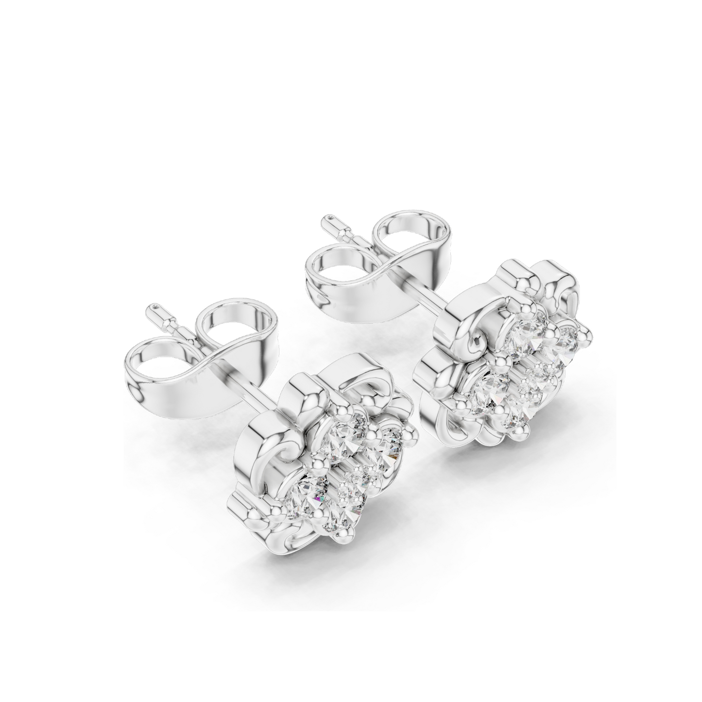 0.384 CT Lab Diamond Floral Stud Earrings | VVS-VS EF CVD Diamonds | 18KT, 14KT, 10KT Gold & 925 Silver | Moissanite Option | Rose, Yellow & White Gold
