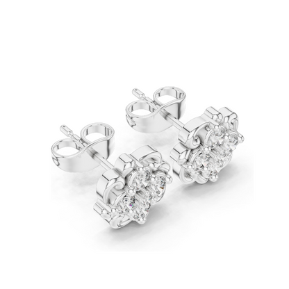 0.384 CT Lab Diamond Floral Stud Earrings | VVS-VS EF CVD Diamonds | 18KT, 14KT, 10KT Gold & 925 Silver | Moissanite Option | Rose, Yellow & White Gold