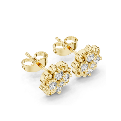 0.384 CT Lab Diamond Floral Stud Earrings | VVS-VS EF CVD Diamonds | 18KT, 14KT, 10KT Gold & 925 Silver | Moissanite Option | Rose, Yellow & White Gold