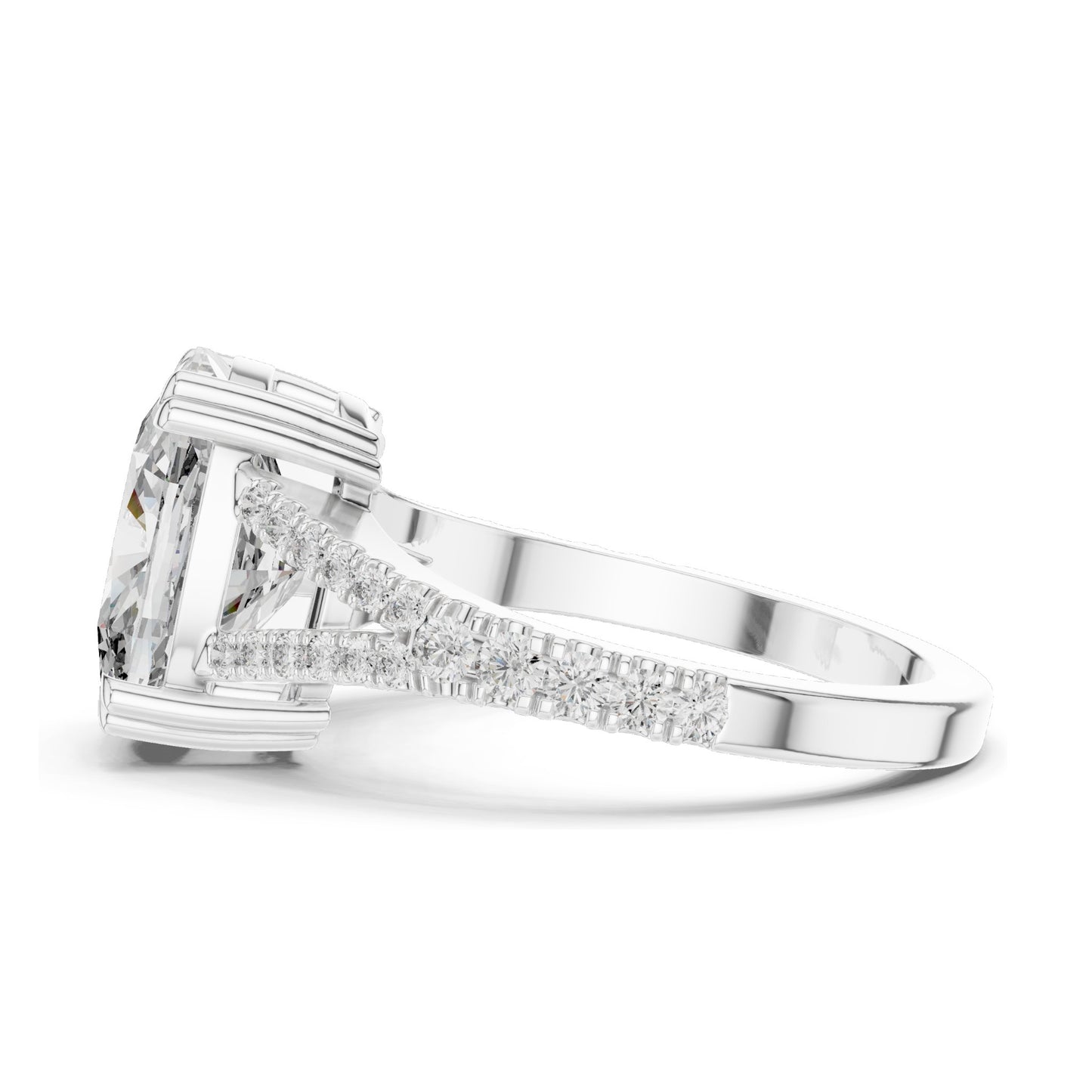 5.32 CT Cushion Cut Lab Diamond Split Shank Engagement Ring for Women | VVS-VS EF Clarity | 18KT, 14KT, 10KT Gold & 925 Silver | Rose, Yellow, White Gold & Moissanite Options