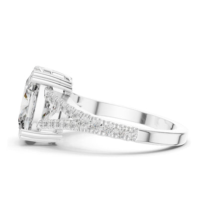 5.32 CT Cushion Cut Lab Diamond Split Shank Engagement Ring for Women | VVS-VS EF Clarity | 18KT, 14KT, 10KT Gold & 925 Silver | Rose, Yellow, White Gold & Moissanite Options
