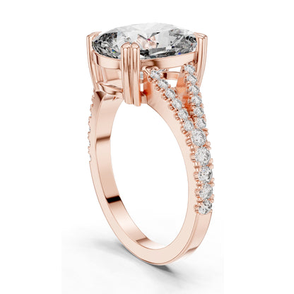 5.32 CT Cushion Cut Lab Diamond Split Shank Engagement Ring for Women | VVS-VS EF Clarity | 18KT, 14KT, 10KT Gold & 925 Silver | Rose, Yellow, White Gold & Moissanite Options