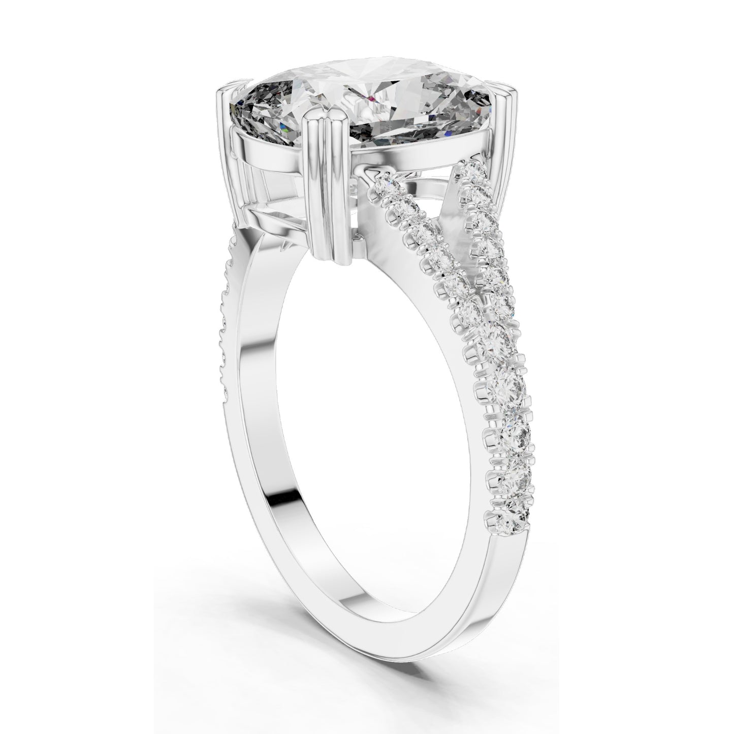 5.32 CT Cushion Cut Lab Diamond Split Shank Engagement Ring for Women | VVS-VS EF Clarity | 18KT, 14KT, 10KT Gold & 925 Silver | Rose, Yellow, White Gold & Moissanite Options