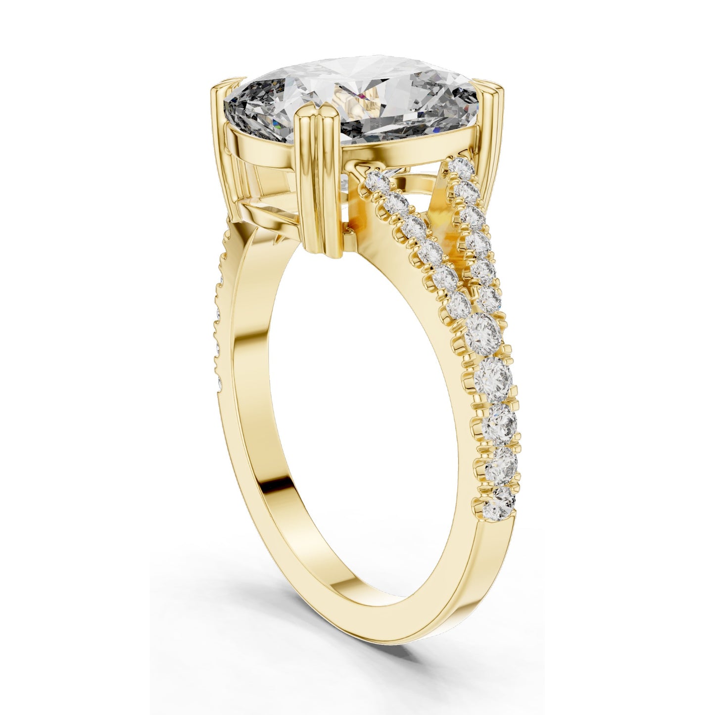 5.32 CT Cushion Cut Lab Diamond Split Shank Engagement Ring for Women | VVS-VS EF Clarity | 18KT, 14KT, 10KT Gold & 925 Silver | Rose, Yellow, White Gold & Moissanite Options