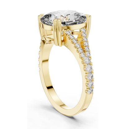 5.32 CT Cushion Cut Lab Diamond Split Shank Engagement Ring for Women | VVS-VS EF Clarity | 18KT, 14KT, 10KT Gold & 925 Silver | Rose, Yellow, White Gold & Moissanite Options