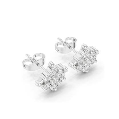 0.49 CT Lab Diamond Cluster Stud Earrings for Women | VVS–VS EF Clarity | 18KT, 14KT, 10KT Gold & 925 Silver | White, Yellow & Rose Gold | Moissanite Option