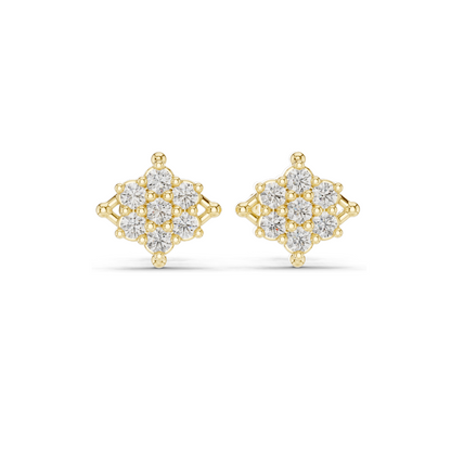 0.49 CT Lab Diamond Cluster Stud Earrings for Women | VVS–VS EF Clarity | 18KT, 14KT, 10KT Gold & 925 Silver | White, Yellow & Rose Gold | Moissanite Option