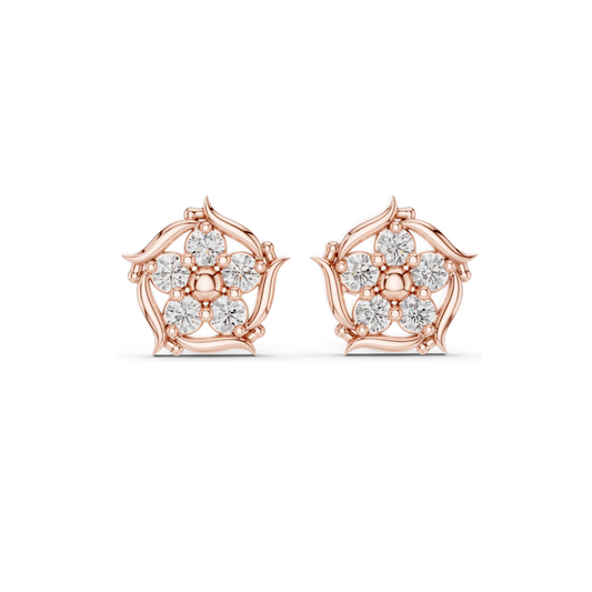 0.35 CT Lab Diamond Floral Stud Earrings for Women | VVS–VS EF Clarity | 18KT, 14KT, 10KT Gold & 925 Silver | White, Yellow, Rose Gold | Moissanite Option Available
