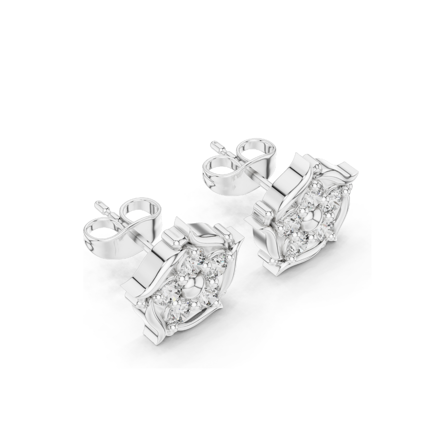 0.35 CT Lab Diamond Floral Stud Earrings for Women | VVS–VS EF Clarity | 18KT, 14KT, 10KT Gold & 925 Silver | White, Yellow, Rose Gold | Moissanite Option Available