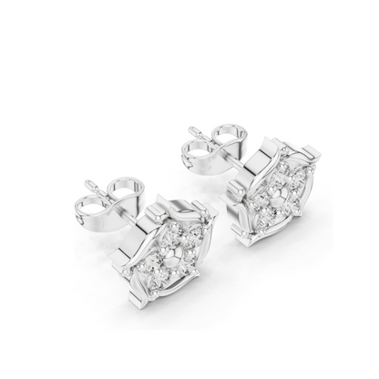 0.35 CT Lab Diamond Floral Stud Earrings for Women | VVS–VS EF Clarity | 18KT, 14KT, 10KT Gold & 925 Silver | White, Yellow, Rose Gold | Moissanite Option Available
