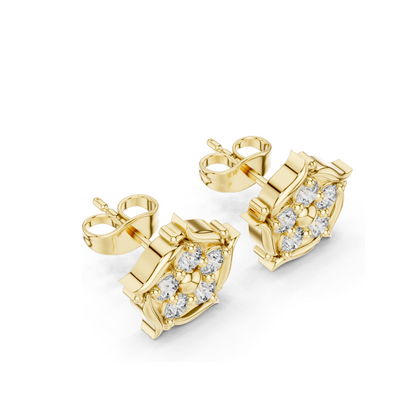 0.35 CT Lab Diamond Floral Stud Earrings for Women | VVS–VS EF Clarity | 18KT, 14KT, 10KT Gold & 925 Silver | White, Yellow, Rose Gold | Moissanite Option Available