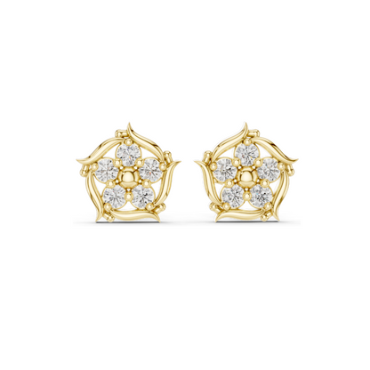 0.35 CT Lab Diamond Floral Stud Earrings for Women | VVS–VS EF Clarity | 18KT, 14KT, 10KT Gold & 925 Silver | White, Yellow, Rose Gold | Moissanite Option Available
