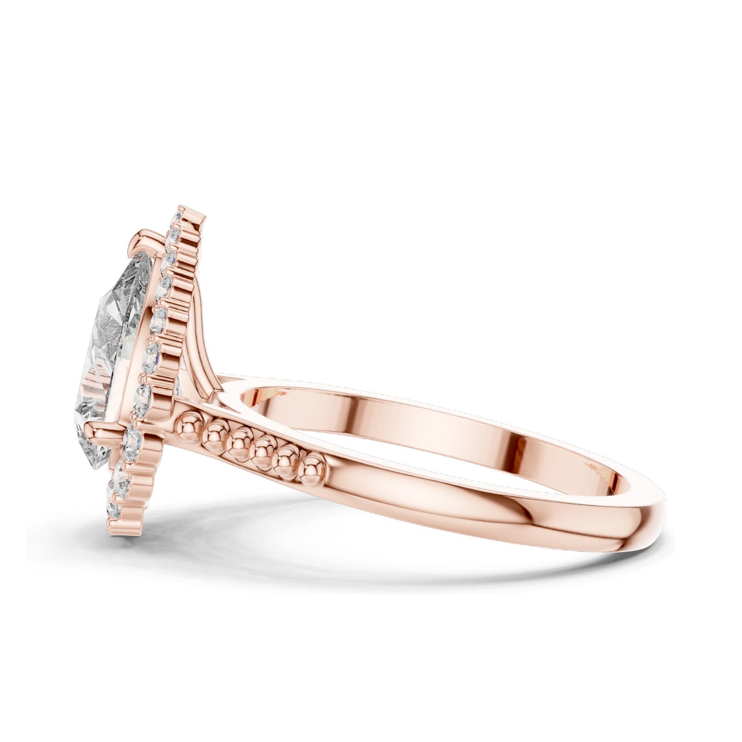 2.14 CT Pear Cut Lab Diamond Halo Engagement Ring for Women | VVS-VS EF Clarity | 18KT, 14KT, 10KT Gold & 925 Silver | Rose, Yellow, White Gold & Moissanite Available