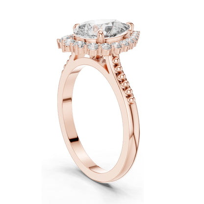 2.14 CT Pear Cut Lab Diamond Halo Engagement Ring for Women | VVS-VS EF Clarity | 18KT, 14KT, 10KT Gold & 925 Silver | Rose, Yellow, White Gold & Moissanite Available