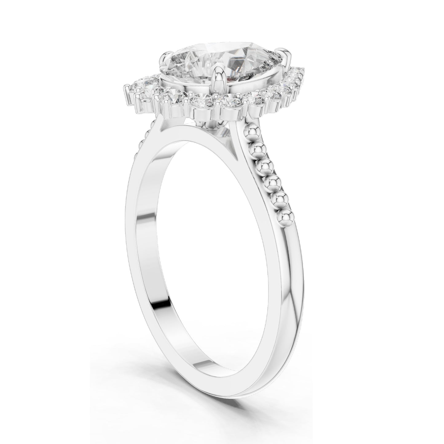 2.14 CT Pear Cut Lab Diamond Halo Engagement Ring for Women | VVS-VS EF Clarity | 18KT, 14KT, 10KT Gold & 925 Silver | Rose, Yellow, White Gold & Moissanite Available