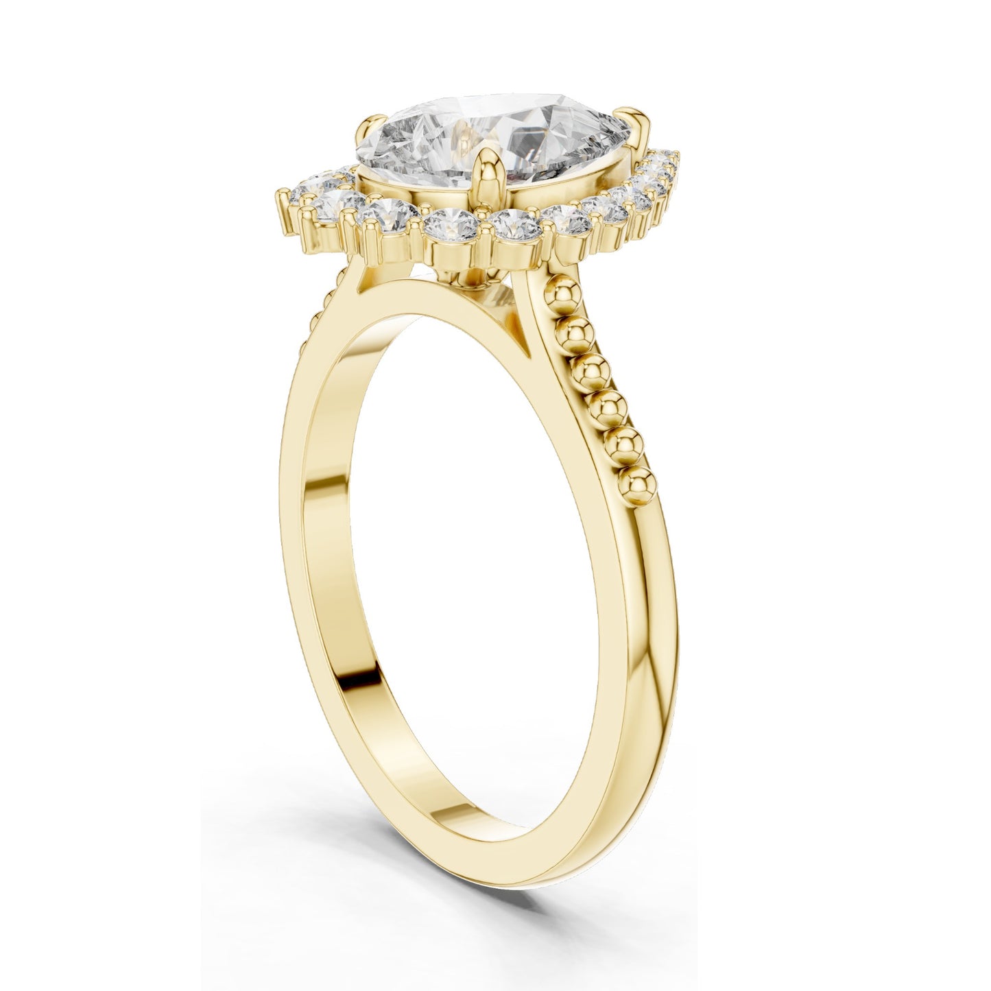 2.14 CT Pear Cut Lab Diamond Halo Engagement Ring for Women | VVS-VS EF Clarity | 18KT, 14KT, 10KT Gold & 925 Silver | Rose, Yellow, White Gold & Moissanite Available