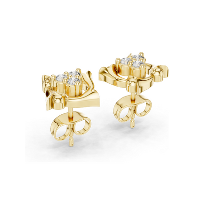 Lab Diamond Stud Earrings | 0.21 CT Total Weight | 18KT, 14KT, 10KT Gold & 925 Silver | Moissanite & Lab Diamond Options | Rose, Yellow, White Gold