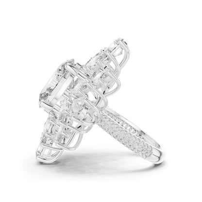 10.79 CT Oval & Pear Cut Lab Diamond Cluster Ring for Women | VVS-VS EF Clarity | 18KT, 14KT, 10KT Gold & 925 Silver | Rose, Yellow, White Gold & Moissanite Available