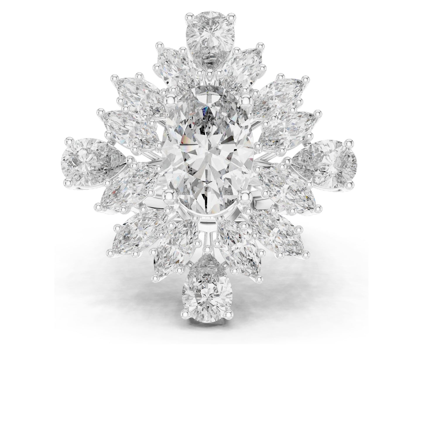 10.79 CT Oval & Pear Cut Lab Diamond Cluster Ring for Women | VVS-VS EF Clarity | 18KT, 14KT, 10KT Gold & 925 Silver | Rose, Yellow, White Gold & Moissanite Available