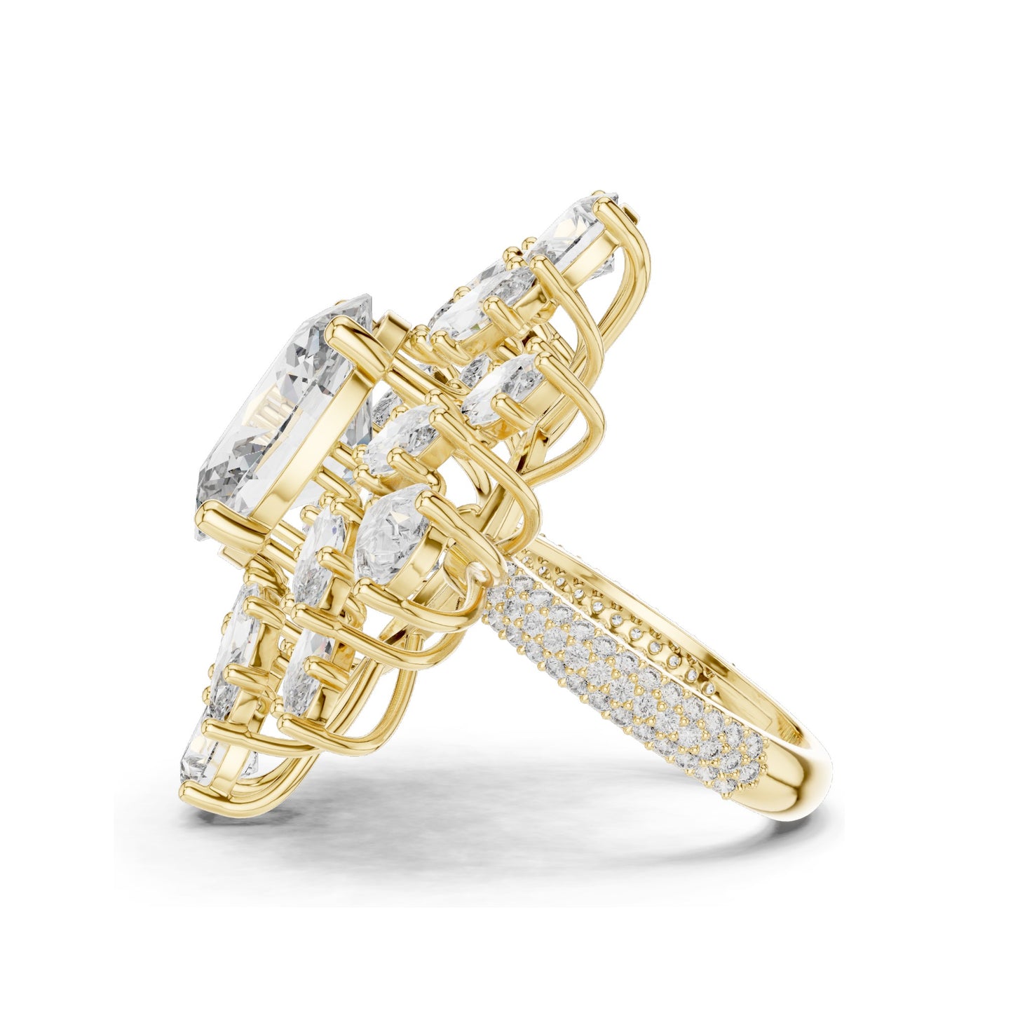 10.79 CT Oval & Pear Cut Lab Diamond Cluster Ring for Women | VVS-VS EF Clarity | 18KT, 14KT, 10KT Gold & 925 Silver | Rose, Yellow, White Gold & Moissanite Available