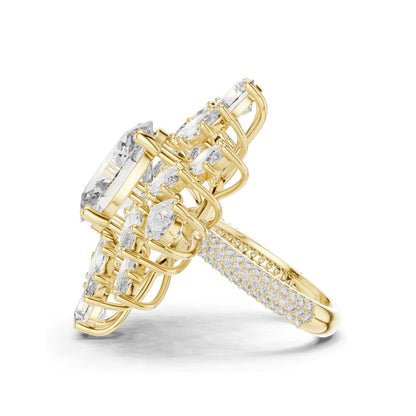 10.79 CT Oval & Pear Cut Lab Diamond Cluster Ring for Women | VVS-VS EF Clarity | 18KT, 14KT, 10KT Gold & 925 Silver | Rose, Yellow, White Gold & Moissanite Available