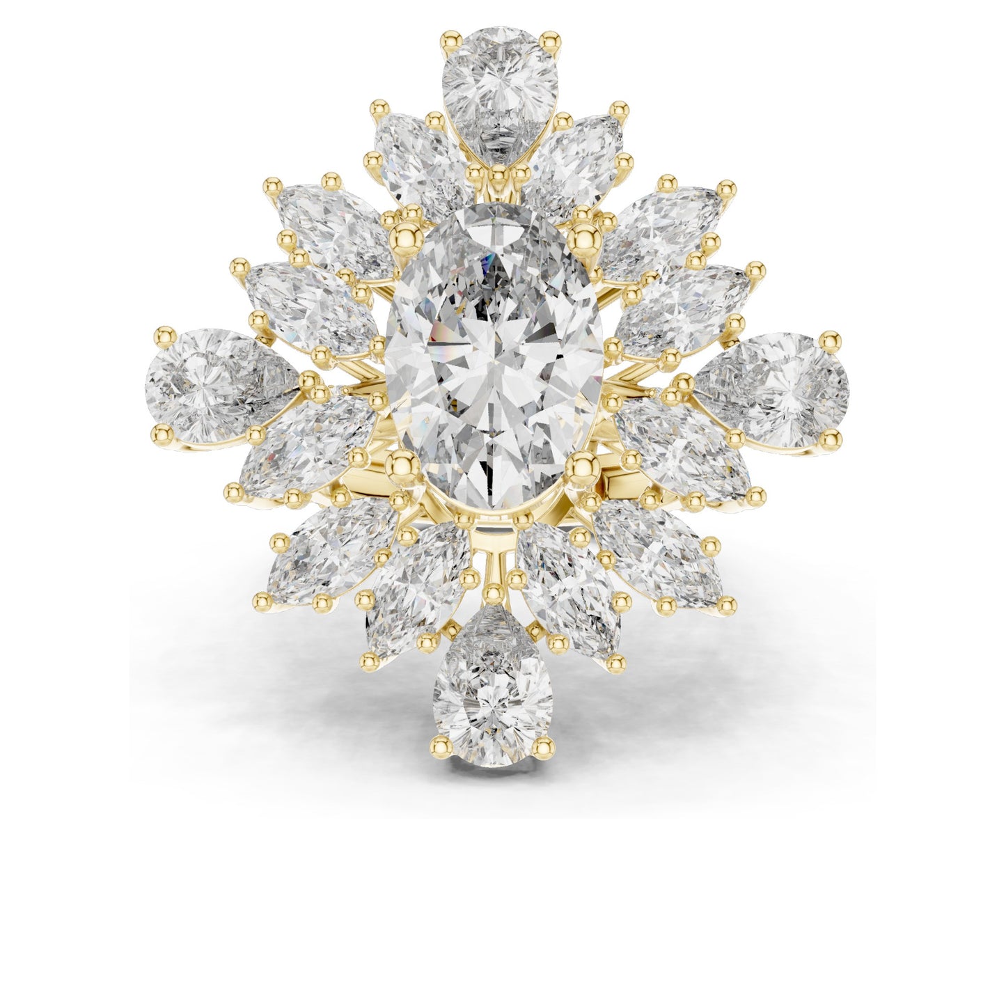 10.79 CT Oval & Pear Cut Lab Diamond Cluster Ring for Women | VVS-VS EF Clarity | 18KT, 14KT, 10KT Gold & 925 Silver | Rose, Yellow, White Gold & Moissanite Available