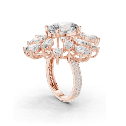 10.79 CT Oval & Pear Cut Lab Diamond Cluster Ring for Women | VVS-VS EF Clarity | 18KT, 14KT, 10KT Gold & 925 Silver | Rose, Yellow, White Gold & Moissanite Available