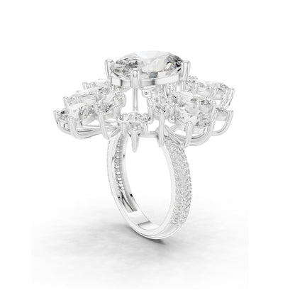 10.79 CT Oval & Pear Cut Lab Diamond Cluster Ring for Women | VVS-VS EF Clarity | 18KT, 14KT, 10KT Gold & 925 Silver | Rose, Yellow, White Gold & Moissanite Available