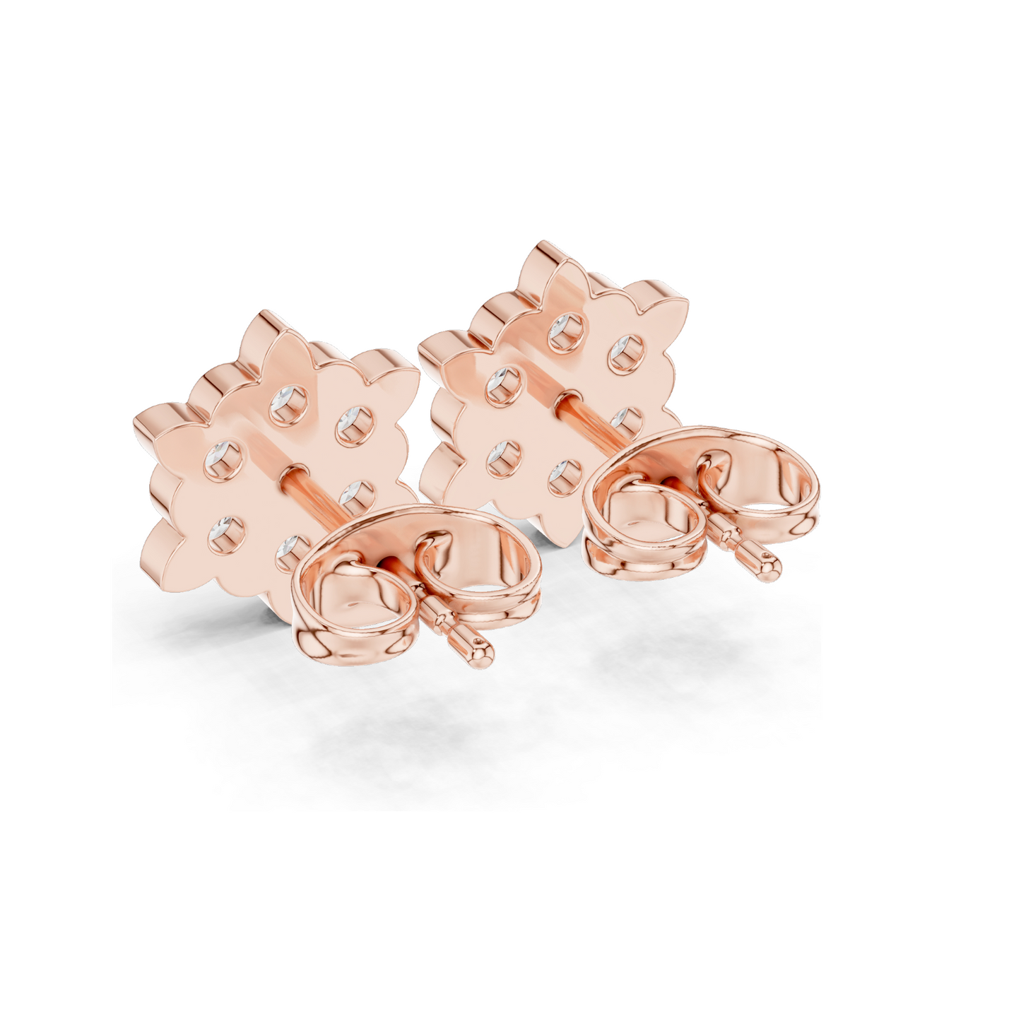 Stunning Diamond Floral Stud Earrings – 0.64 CT Lab Diamonds | VVS-VS EF Clarity | 18KT, 14KT, 10KT Gold & 925 Silver | Rose, Yellow, White Gold & Moissanite Options