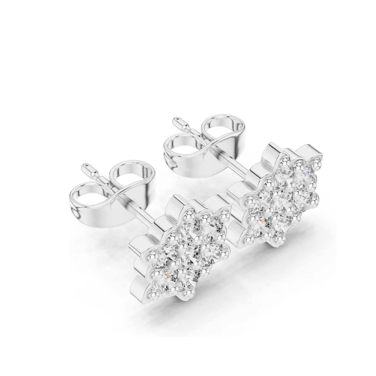 Stunning Diamond Floral Stud Earrings – 0.64 CT Lab Diamonds | VVS-VS EF Clarity | 18KT, 14KT, 10KT Gold & 925 Silver | Rose, Yellow, White Gold & Moissanite Options