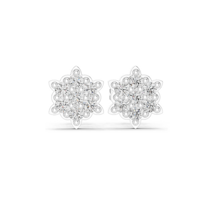 Stunning Diamond Floral Stud Earrings – 0.64 CT Lab Diamonds | VVS-VS EF Clarity | 18KT, 14KT, 10KT Gold & 925 Silver | Rose, Yellow, White Gold & Moissanite Options
