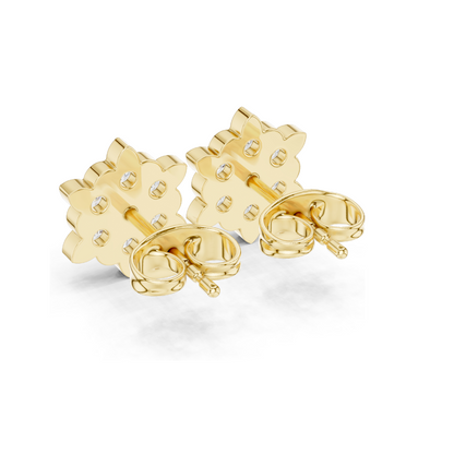 Stunning Diamond Floral Stud Earrings – 0.64 CT Lab Diamonds | VVS-VS EF Clarity | 18KT, 14KT, 10KT Gold & 925 Silver | Rose, Yellow, White Gold & Moissanite Options