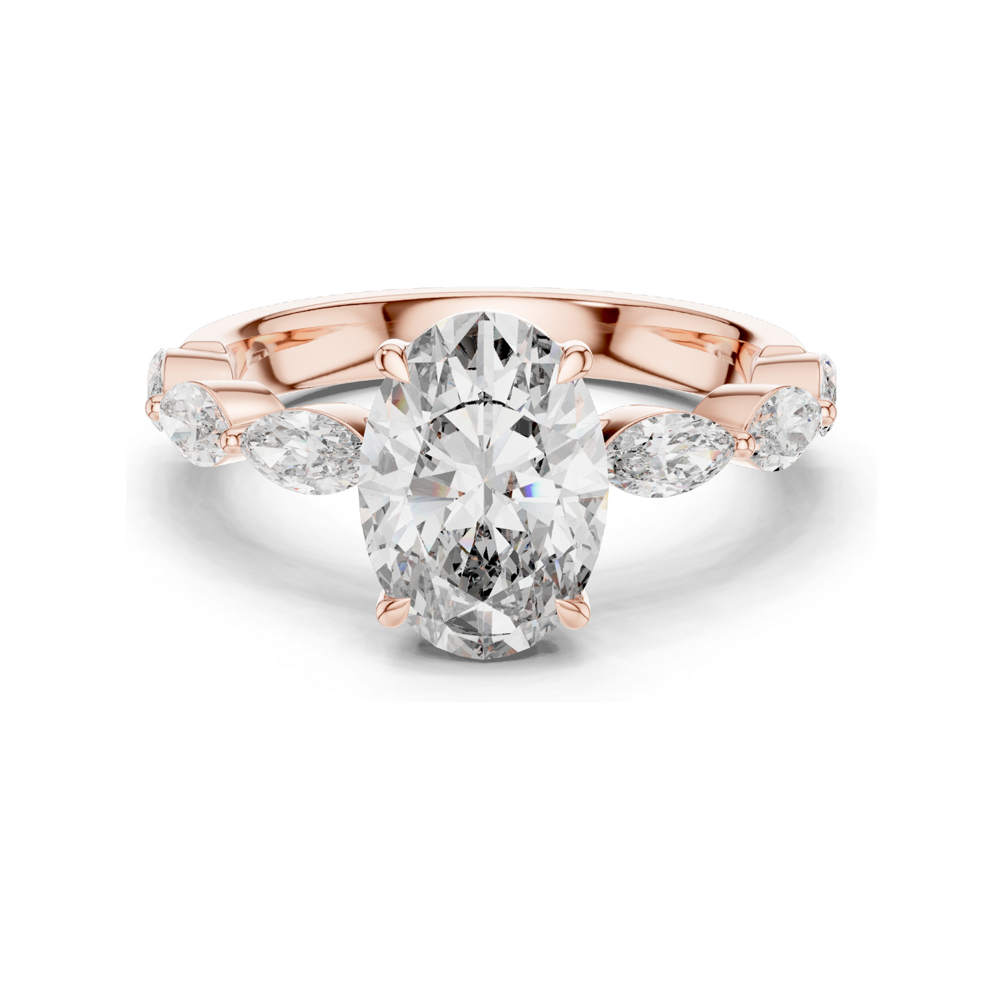 1.0 CT Oval Cut Lab Diamond Cluster Ring for Women | VVS-VS EF Clarity | 18KT, 14KT, 10KT Gold & 925 Silver | Rose, Yellow, White Gold & Moissanite Options