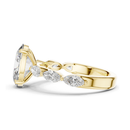 1.0 CT Oval Cut Lab Diamond Cluster Ring for Women | VVS-VS EF Clarity | 18KT, 14KT, 10KT Gold & 925 Silver | Rose, Yellow, White Gold & Moissanite Options