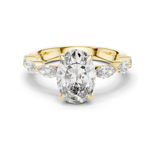 1.0 CT Oval Cut Lab Diamond Cluster Ring for Women | VVS-VS EF Clarity | 18KT, 14KT, 10KT Gold & 925 Silver | Rose, Yellow, White Gold & Moissanite Options