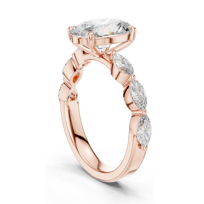 1.0 CT Oval Cut Lab Diamond Cluster Ring for Women | VVS-VS EF Clarity | 18KT, 14KT, 10KT Gold & 925 Silver | Rose, Yellow, White Gold & Moissanite Options