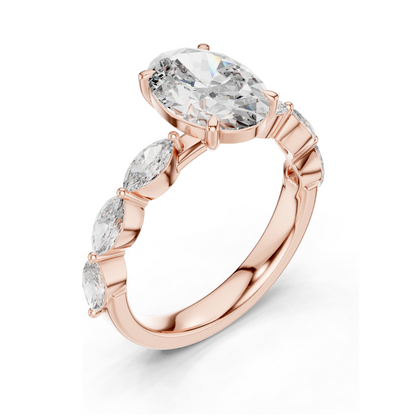 1.0 CT Oval Cut Lab Diamond Cluster Ring for Women | VVS-VS EF Clarity | 18KT, 14KT, 10KT Gold & 925 Silver | Rose, Yellow, White Gold & Moissanite Options