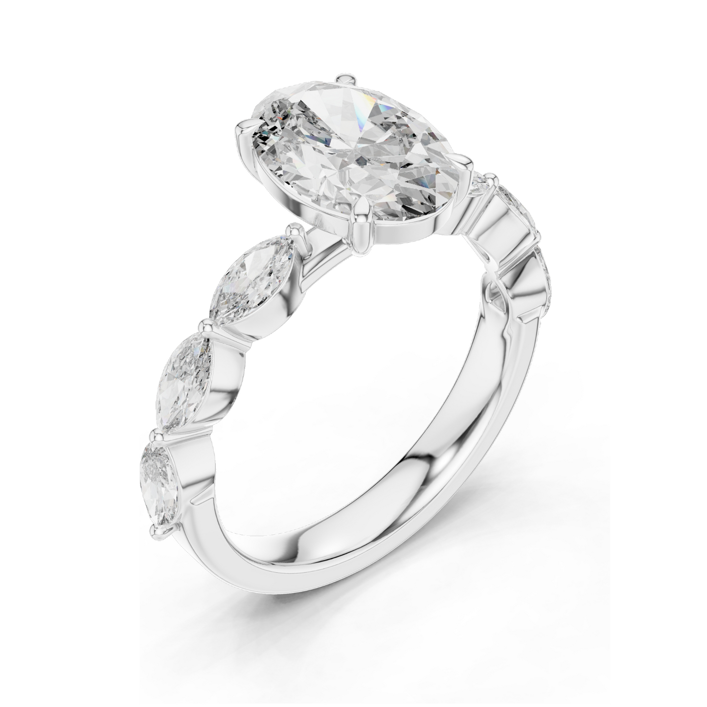 1.0 CT Oval Cut Lab Diamond Cluster Ring for Women | VVS-VS EF Clarity | 18KT, 14KT, 10KT Gold & 925 Silver | Rose, Yellow, White Gold & Moissanite Options