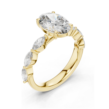 1.0 CT Oval Cut Lab Diamond Cluster Ring for Women | VVS-VS EF Clarity | 18KT, 14KT, 10KT Gold & 925 Silver | Rose, Yellow, White Gold & Moissanite Options