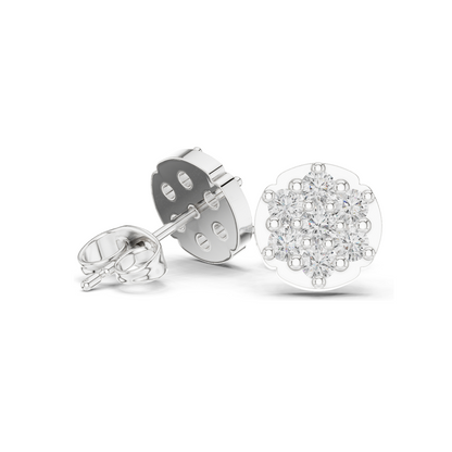 Diamond Cluster Earrings | 0.73 CT Lab-Grown Diamonds in 18KT, 14KT, 10KT Gold & 925 Silver | Rose, Yellow, White Gold & Moissanite Options